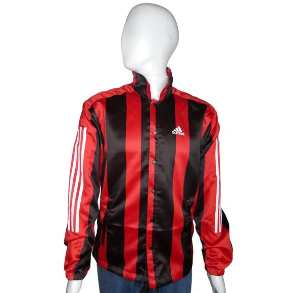 Adidas Men’s Satin Coaches Track Jacket Red Black Stripes Size S HS3302